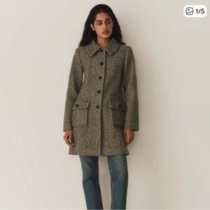Doen Women's Pea Coat in Herringbone Brown